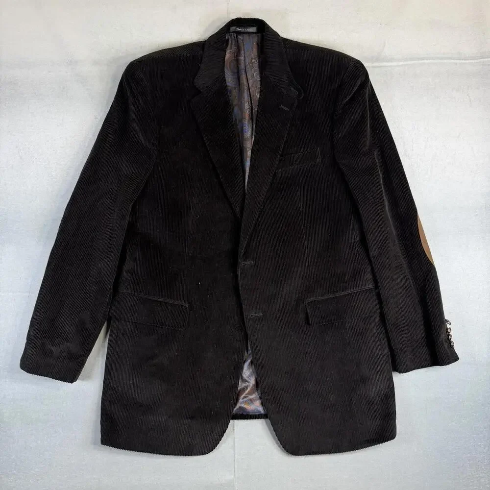 Lauren Ralph Lauren Corduroy Blazer Mens 44L Brown 2 Button Jacket Sport Coat